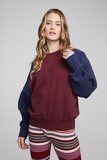 Harvard Wine Red and Mood Indigo Pullover WOMENS chaserbrand