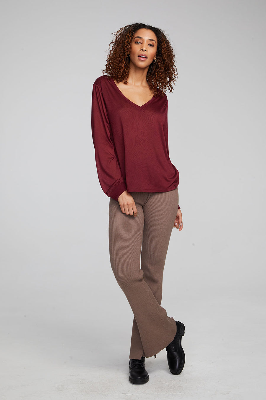 Kara Wine Red Long Sleeve WOMENS chaserbrand
