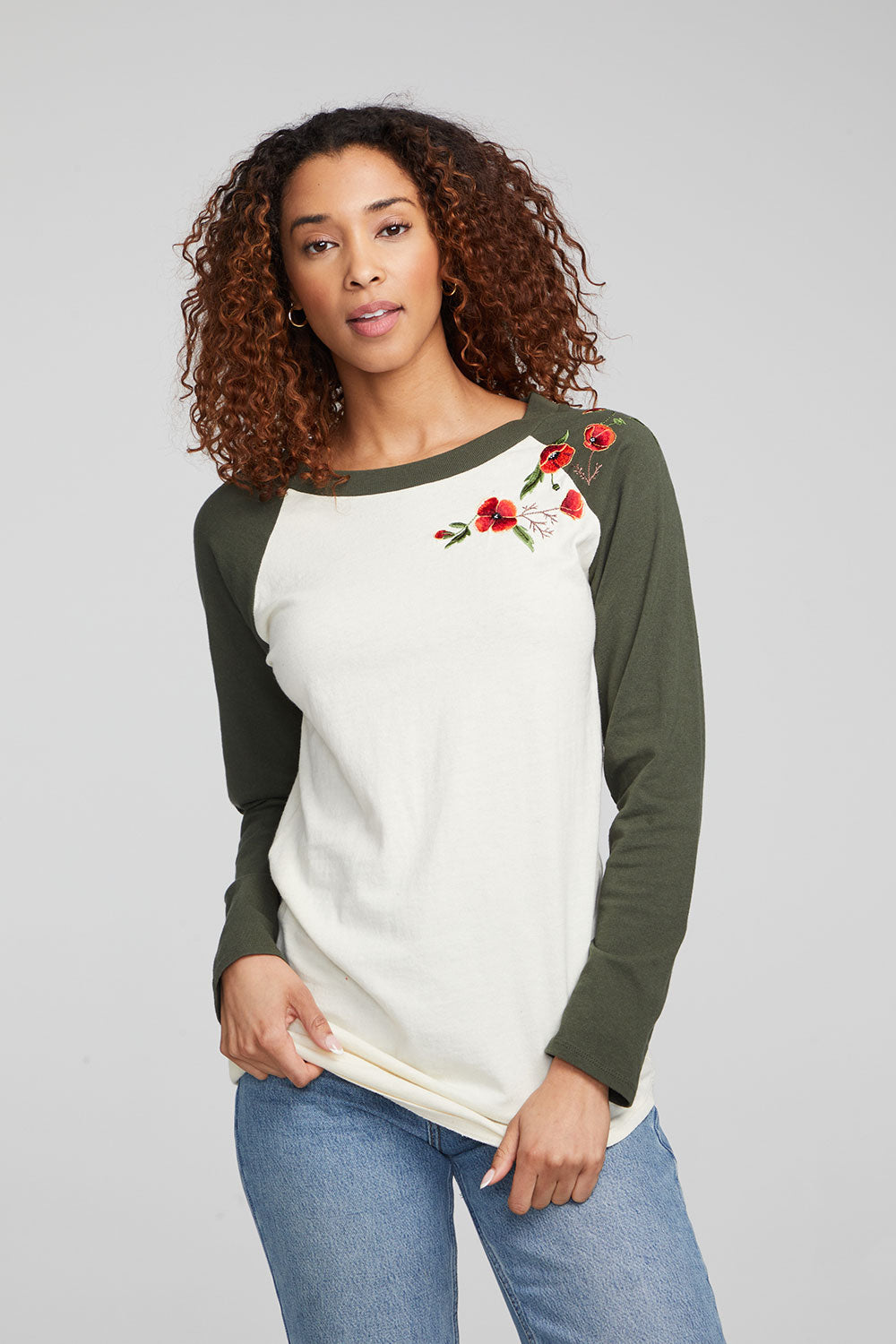 Poppy Embroidery Football Long Sleeve WOMENS chaserbrand