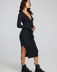 Jenn Shadow Black Midi Dress WOMENS chaserbrand
