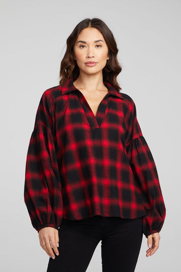 Lola Sunset Plaid Blouse WOMENS chaserbrand