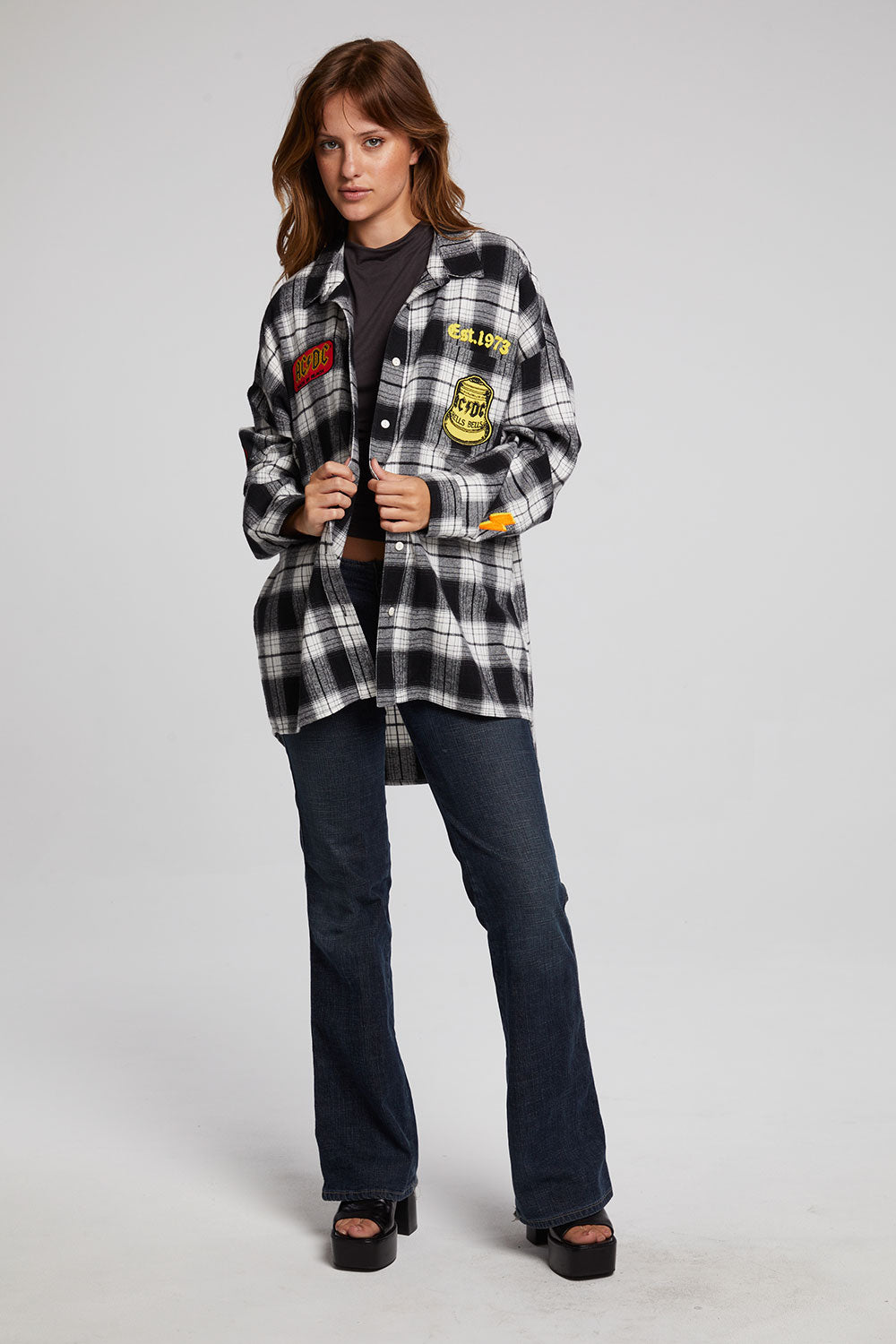 AC/DC High Voltage Flannel Button Down WOMENS chaserbrand