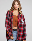 Grateful Dead Dancing Bear Button Down Flannel WOMENS chaserbrand