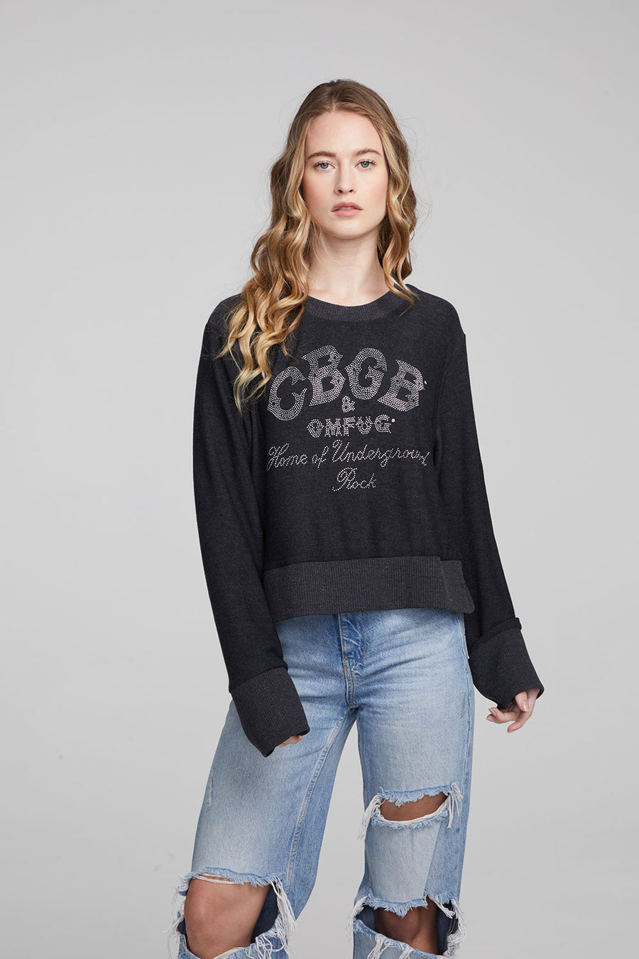 CBGB Studded Logo Long Sleeve WOMENS chaserbrand