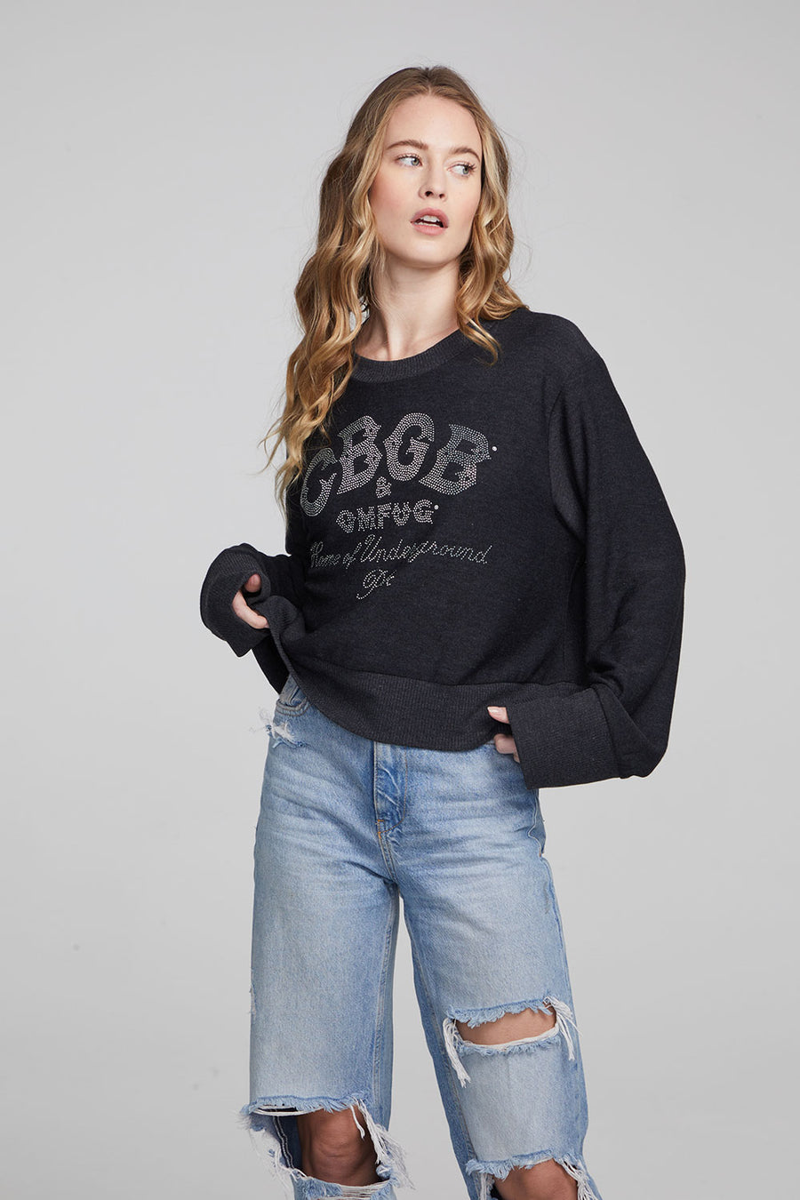 CBGB Studded Logo Long Sleeve WOMENS chaserbrand