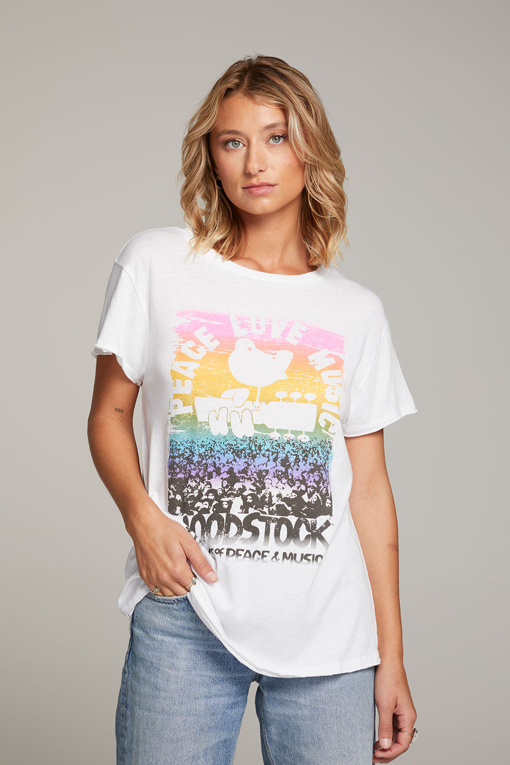 Woodstock Peace Love Music Tee WOMENS chaserbrand
