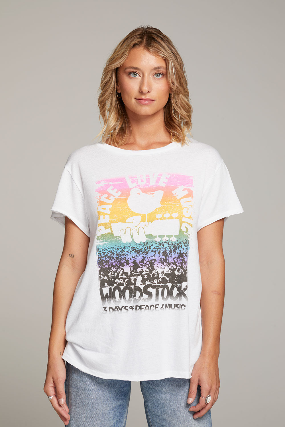 Woodstock Peace Love Music Tee WOMENS chaserbrand