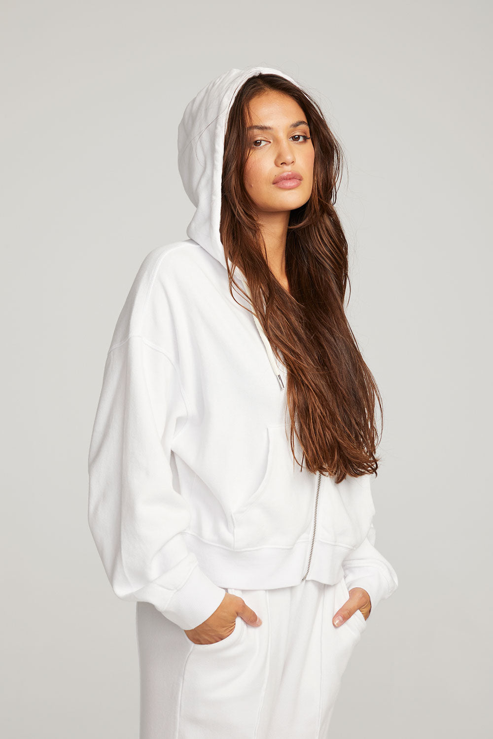 Abilene White Zip Up Hoodie WOMENS chaserbrand