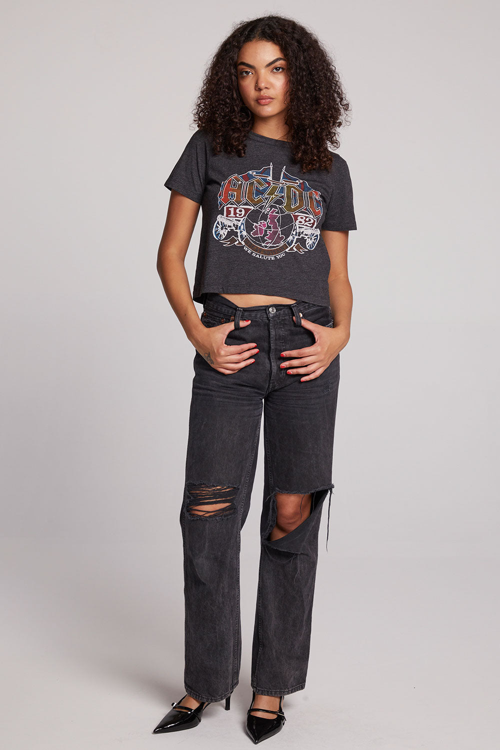AC/DC '82 Tour Embroidered Tee Womens chaserbrand