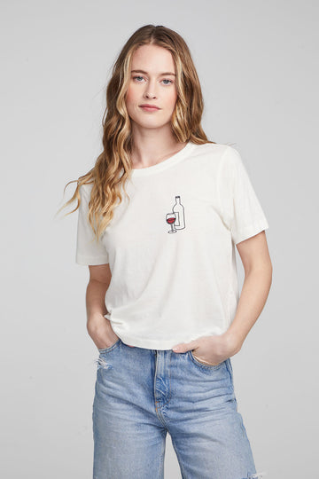 Wine Short Sleeve Embroidery Tee WOMENS chaserbrand