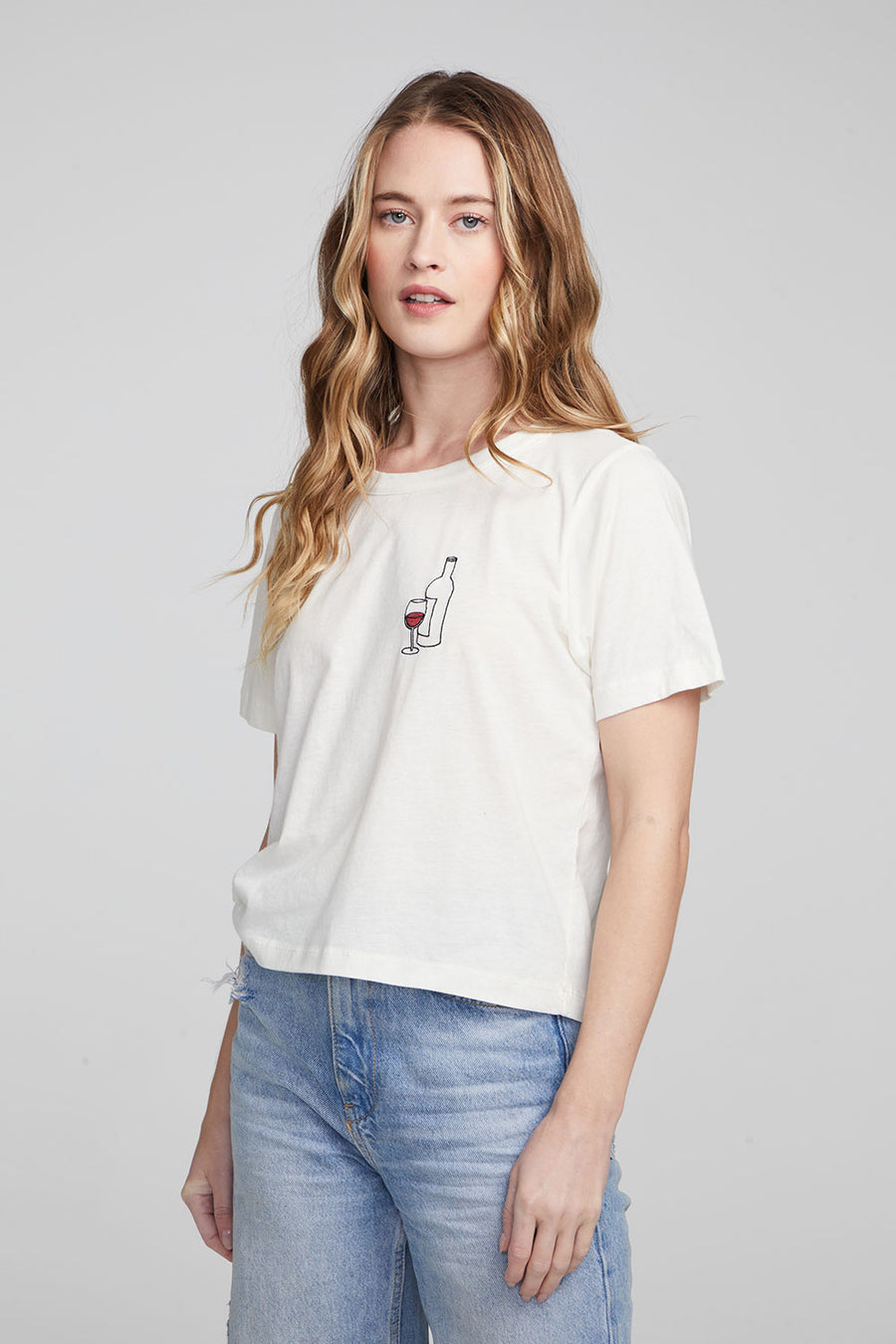 Wine Short Sleeve Embroidery Tee WOMENS chaserbrand