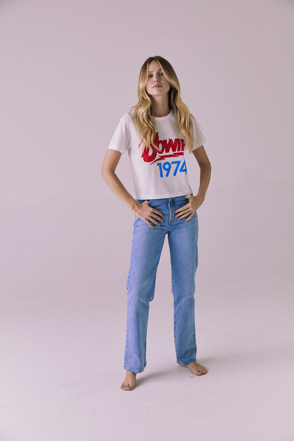 David Bowie Bowie 1974 Short Sleeve Embroidery Tee Womens chaserbrand