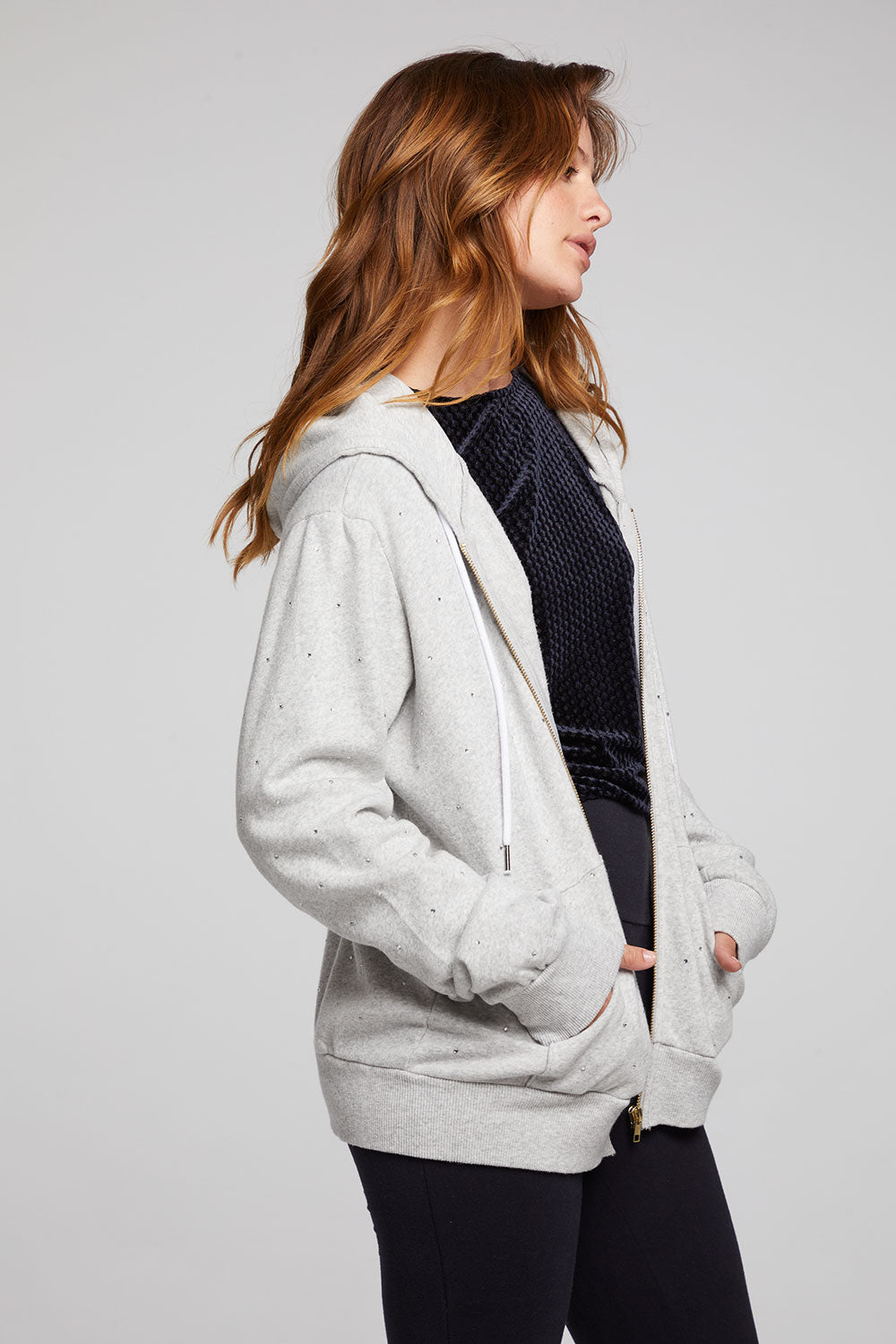 Lex Heather Grey Zip Up Hoodie WOMENS chaserbrand