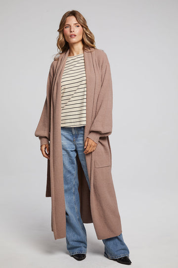 Evee Warm Taupe Maxi Cardigan WOMENS chaserbrand
