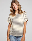 Amber Black and Sand Stripe Tee WOMENS chaserbrand