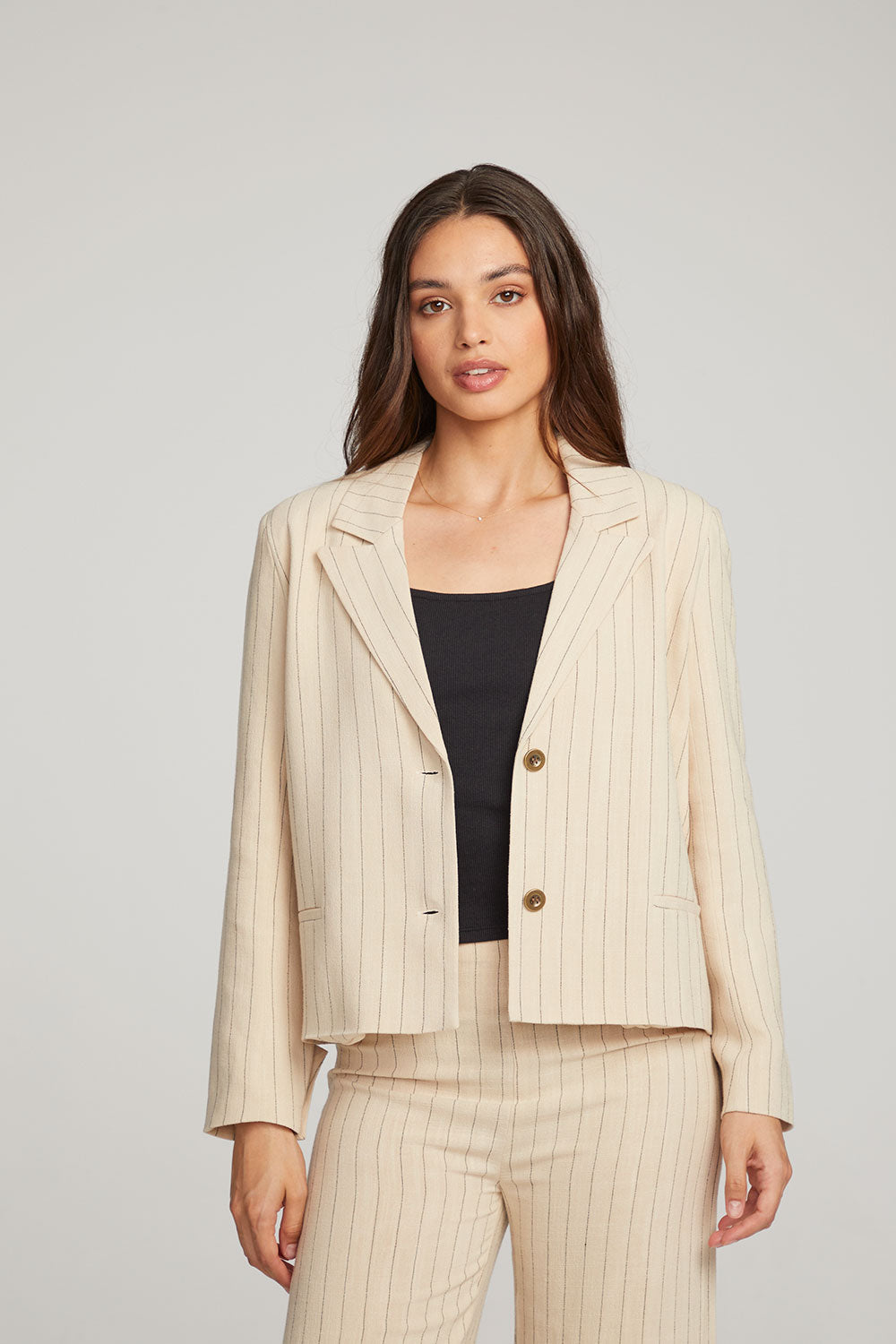 Santanaa White Pinstripe Blazer WOMENS chaserbrand