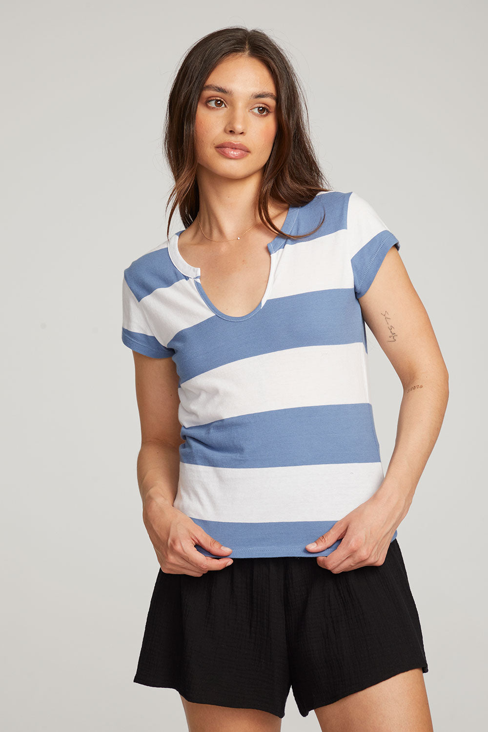 Chandler Vintage Blue Stripe Tee WOMENS chaserbrand