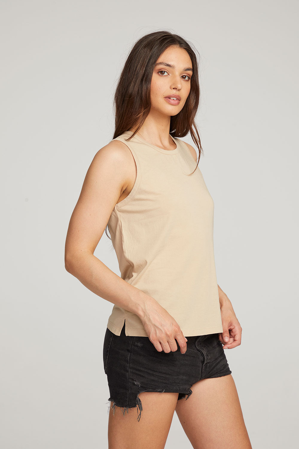Basic Cappuccino Slit Tank WOMENS chaserbrand
