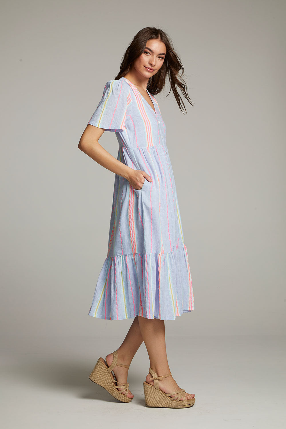 Orange South West Beach Stripe Midi Dress WOMENS chaserbrand