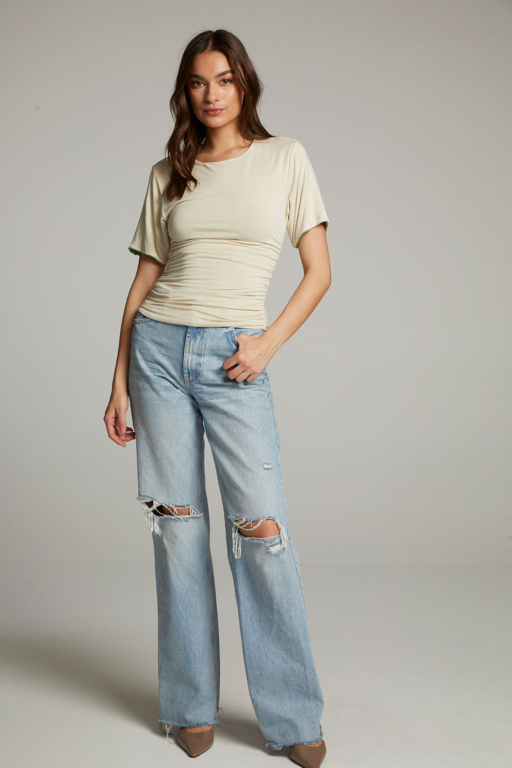 Ocala Whitecap Grey and Piquant Green Reversible Top WOMENS chaserbrand