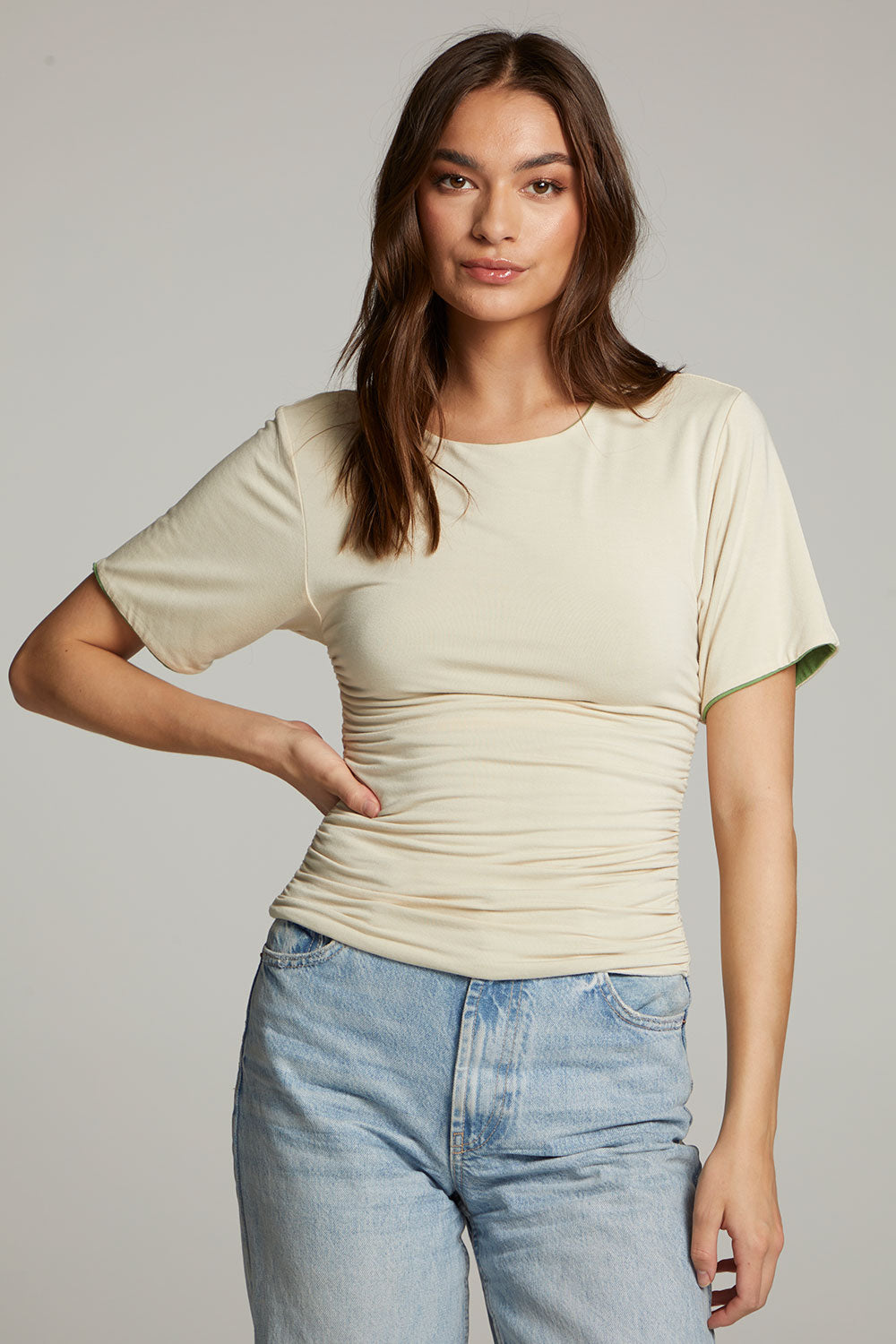 Ocala Whitecap Grey and Piquant Green Reversible Top WOMENS chaserbrand