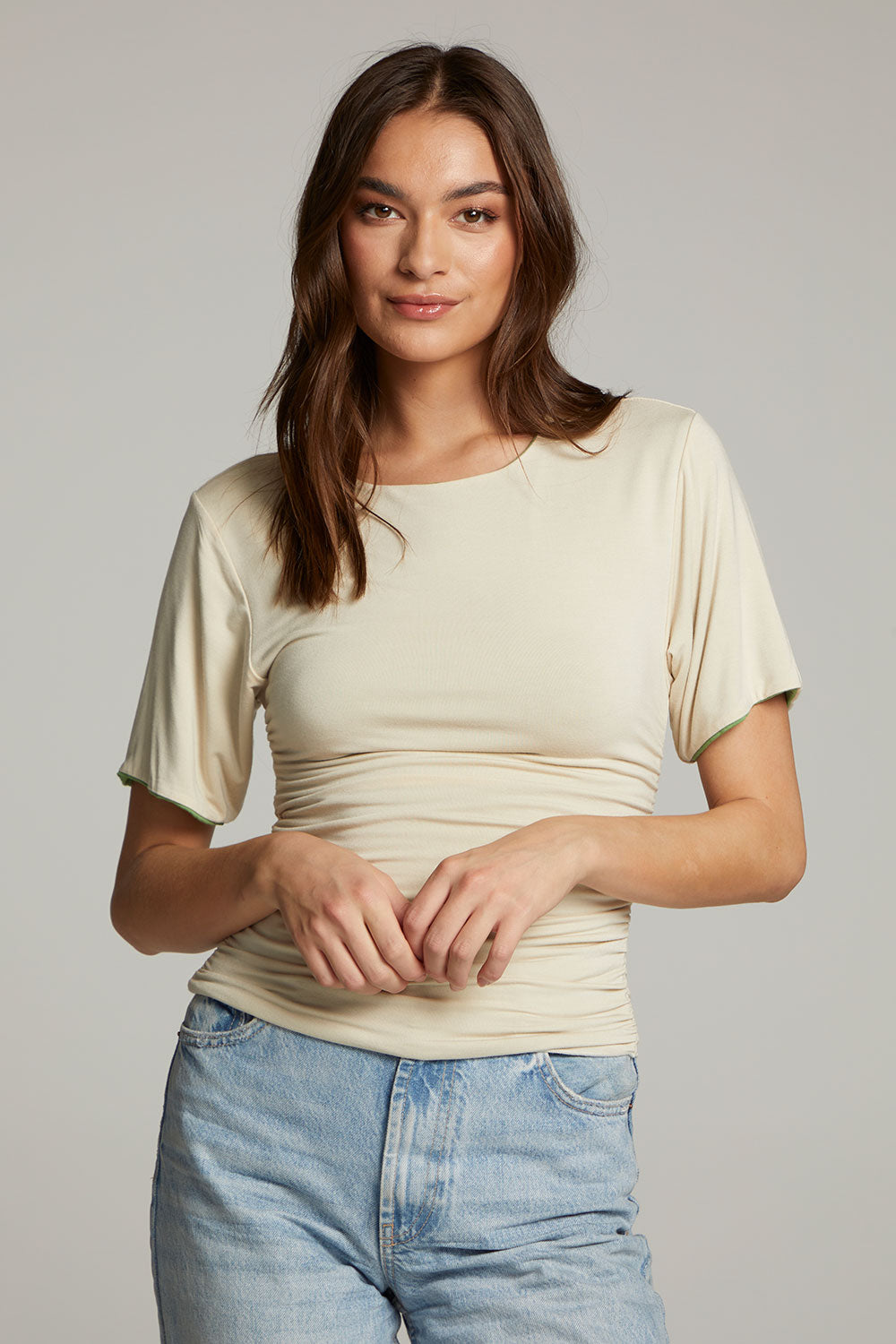 Ocala Whitecap Grey and Piquant Green Reversible Top WOMENS chaserbrand