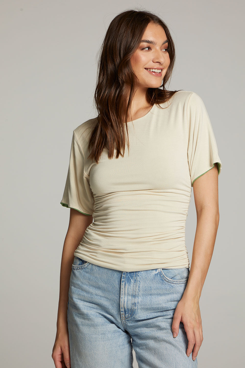 Ocala Whitecap Grey and Piquant Green Reversible Top WOMENS chaserbrand