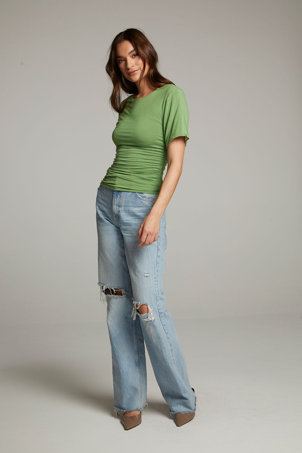 Ocala Whitecap Grey and Piquant Green Reversible Top WOMENS chaserbrand