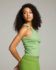 August Piquant Green Tank Top WOMENS chaserbrand