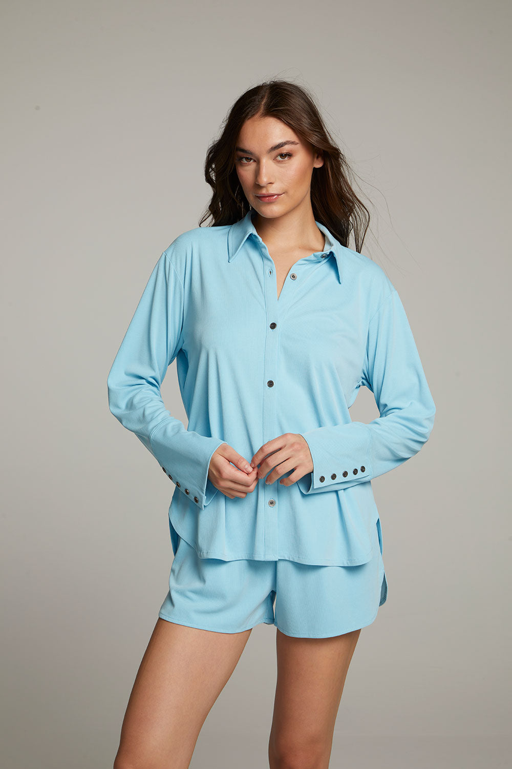 Ethan Clear Sky Button Up WOMENS chaserbrand