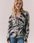 Front view of black tie dye hoodie