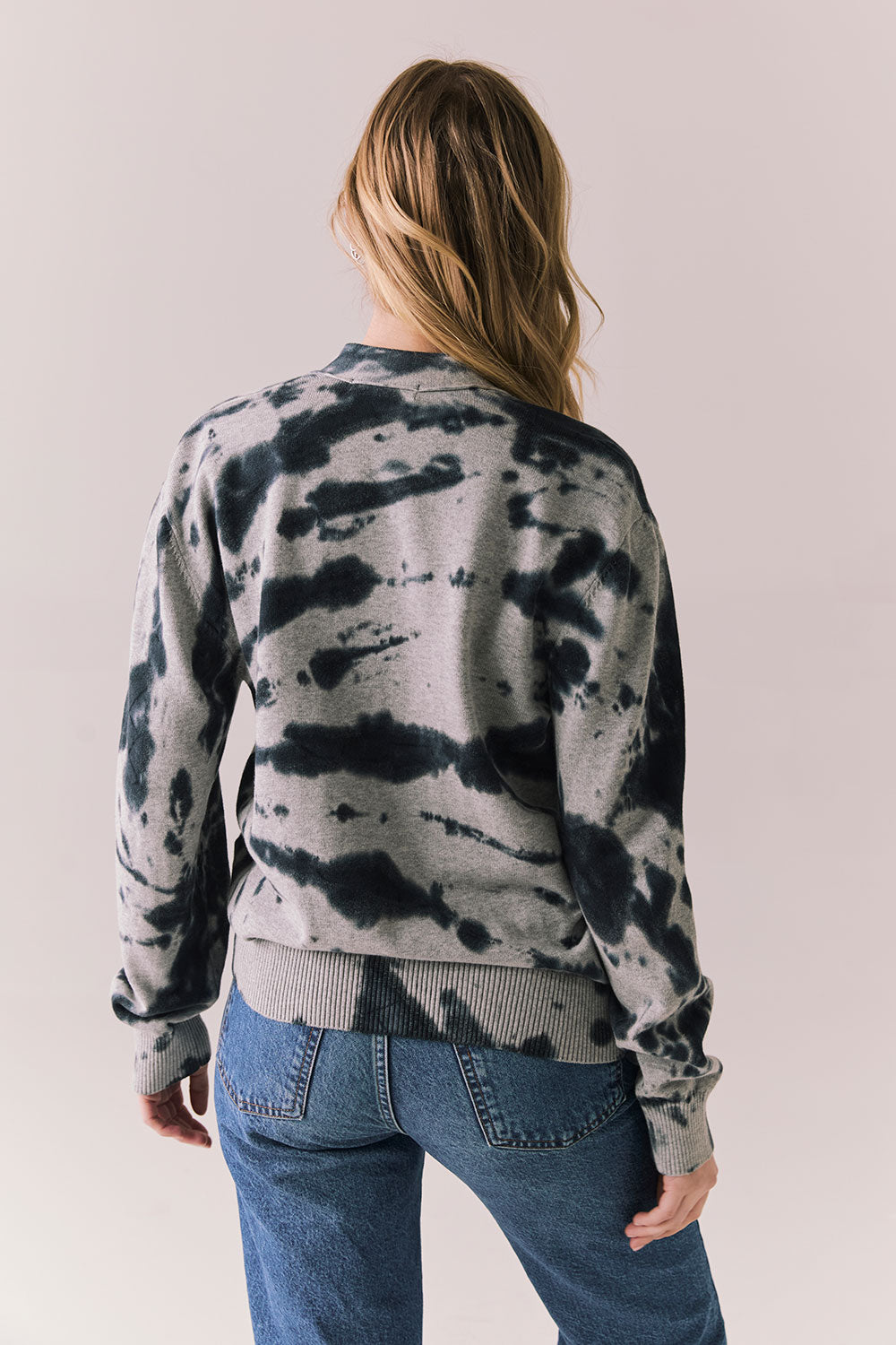 Back view of black tie dye hoodie