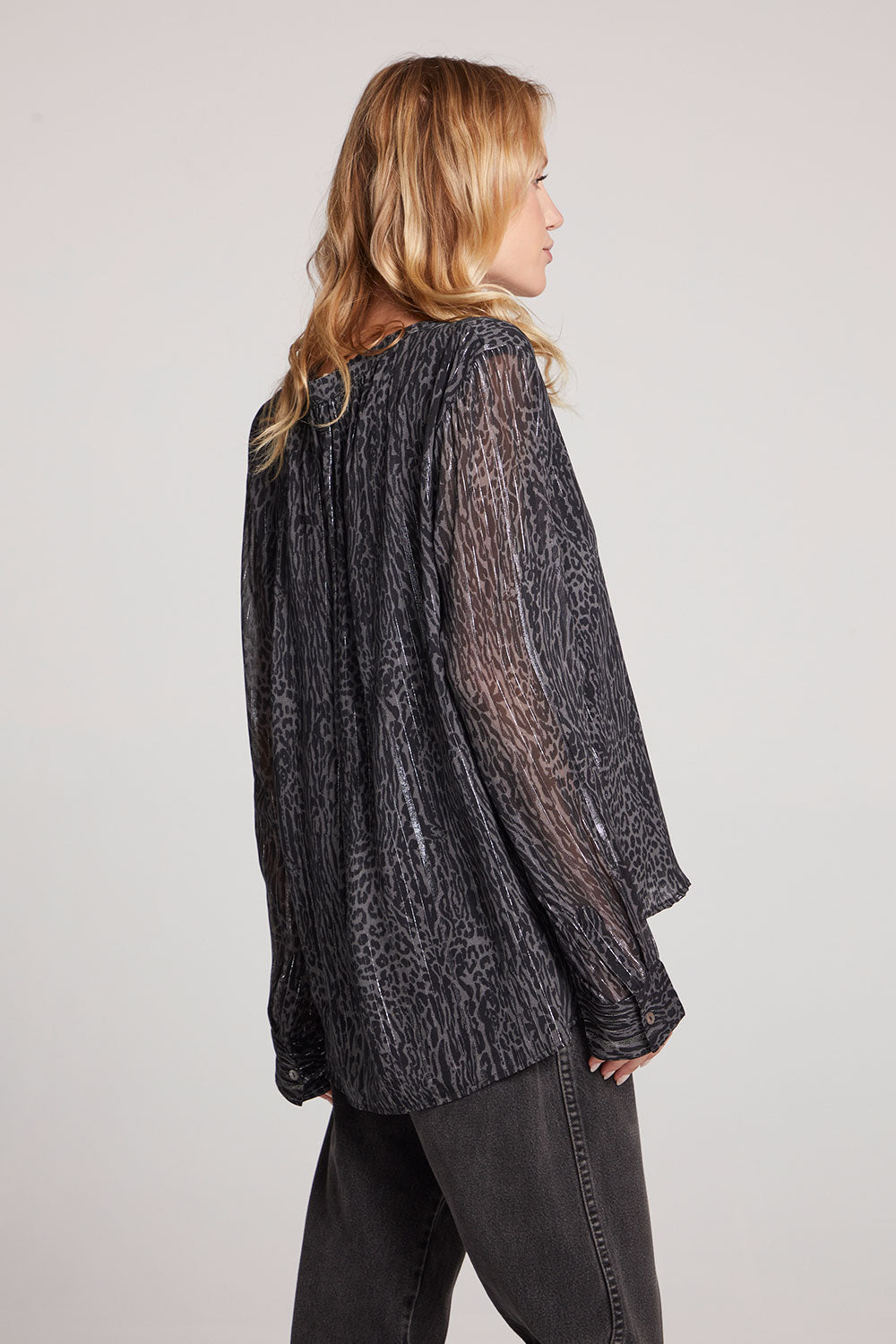 Denver Licorice Leopard Blouse Womens chaserbrand