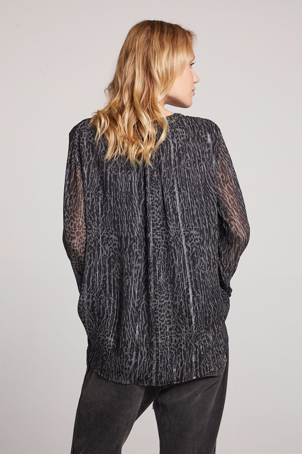 Denver Licorice Leopard Blouse Womens chaserbrand