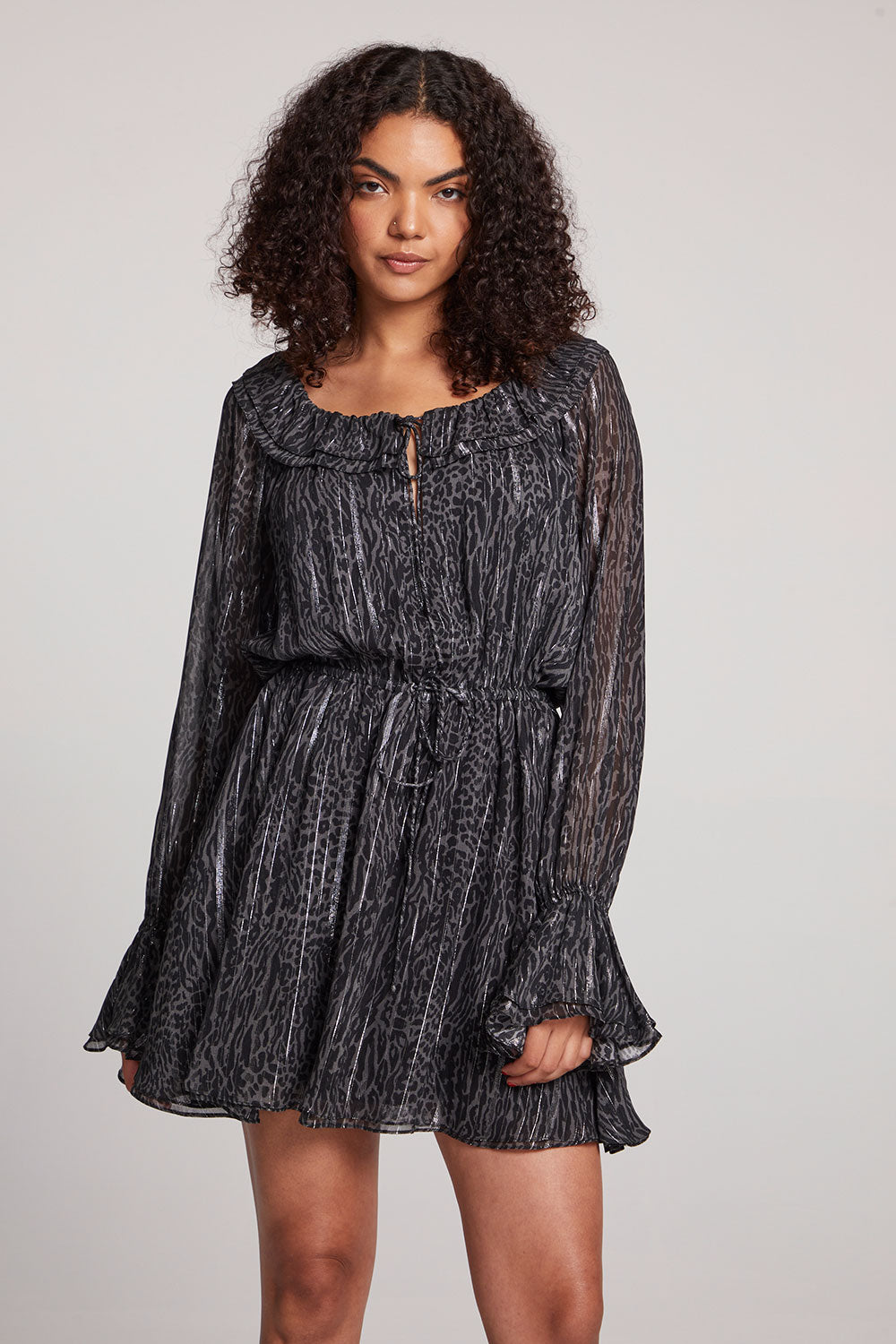 Starlette Licorice Class Leopard Mini Dress Womens chaserbrand