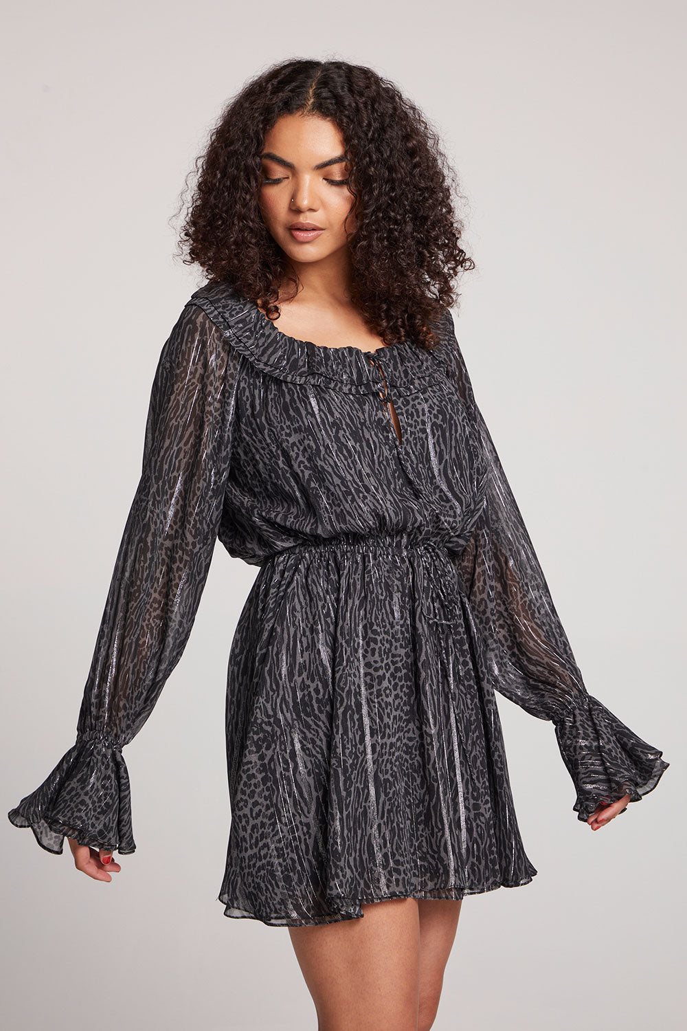 Starlette Licorice Class Leopard Mini Dress Womens chaserbrand
