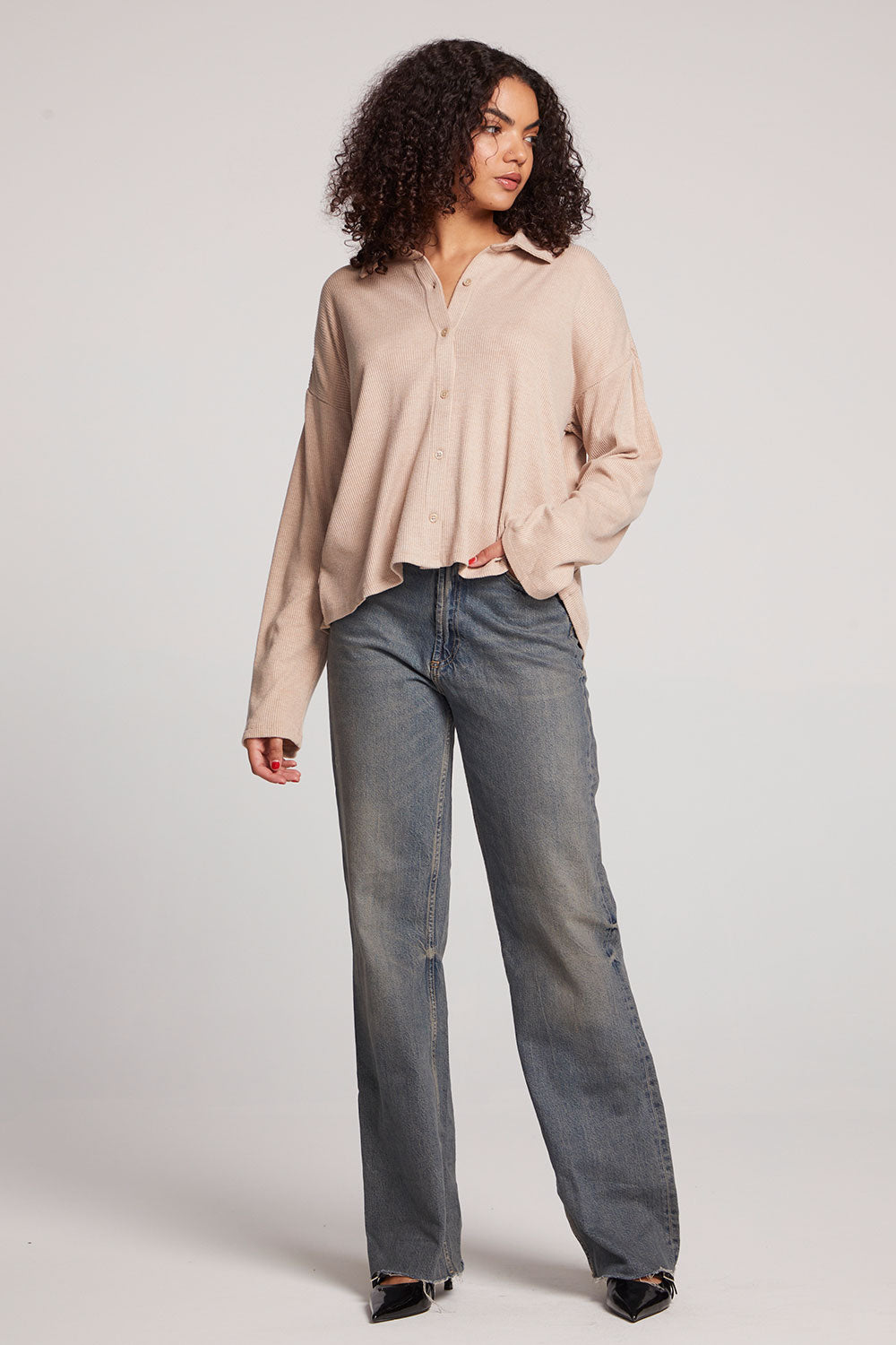 Fenna Toasted Coconut Button Down Womens chaserbrand