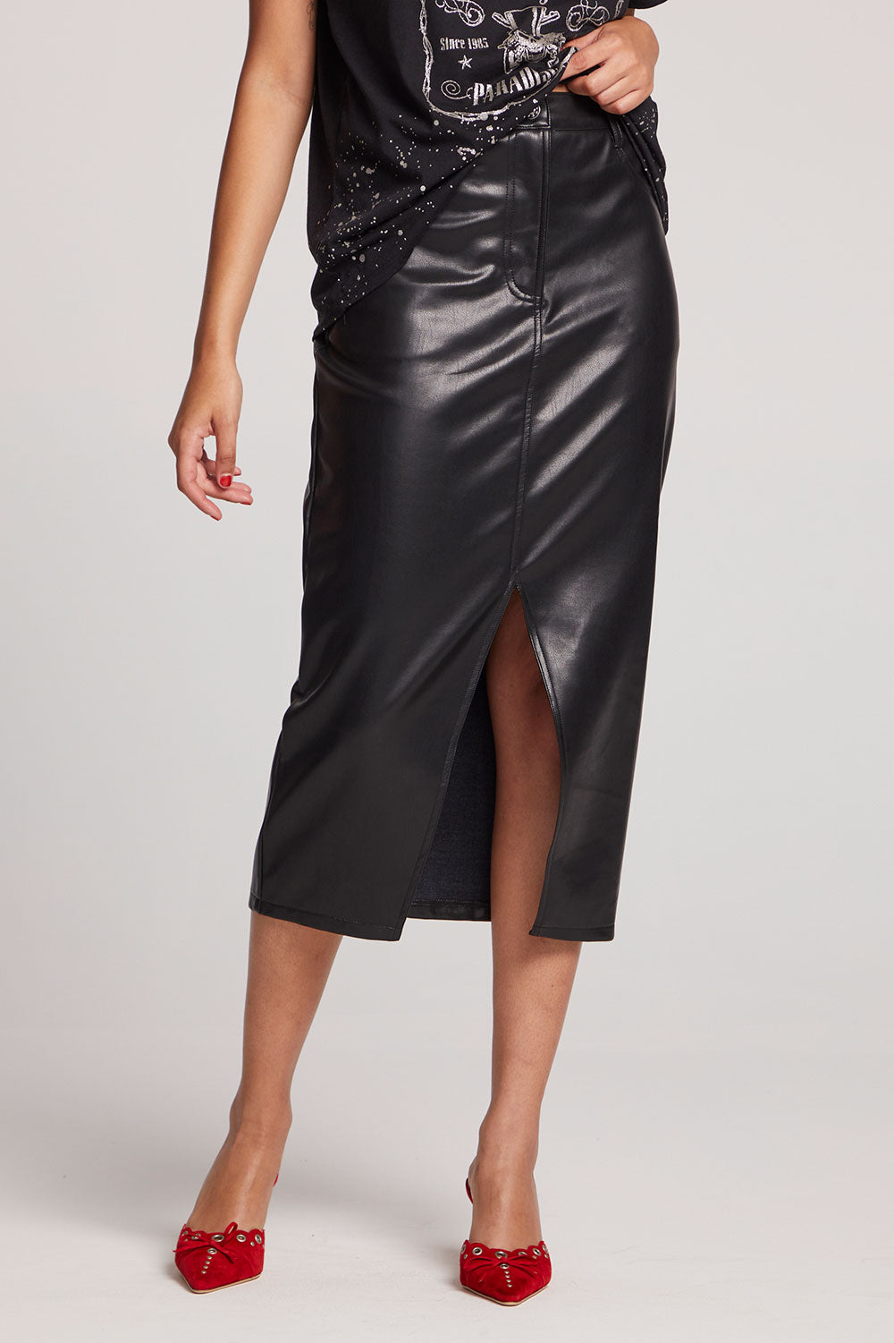 Cassi Licorice Midi Skirt Womens chaserbrand