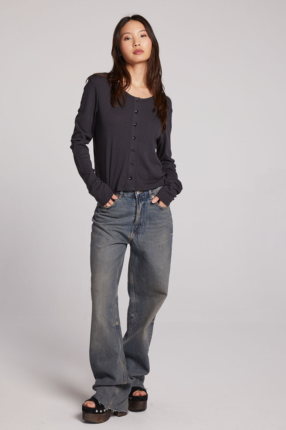 Brady Licorice Button Up Pullover Womens chaserbrand