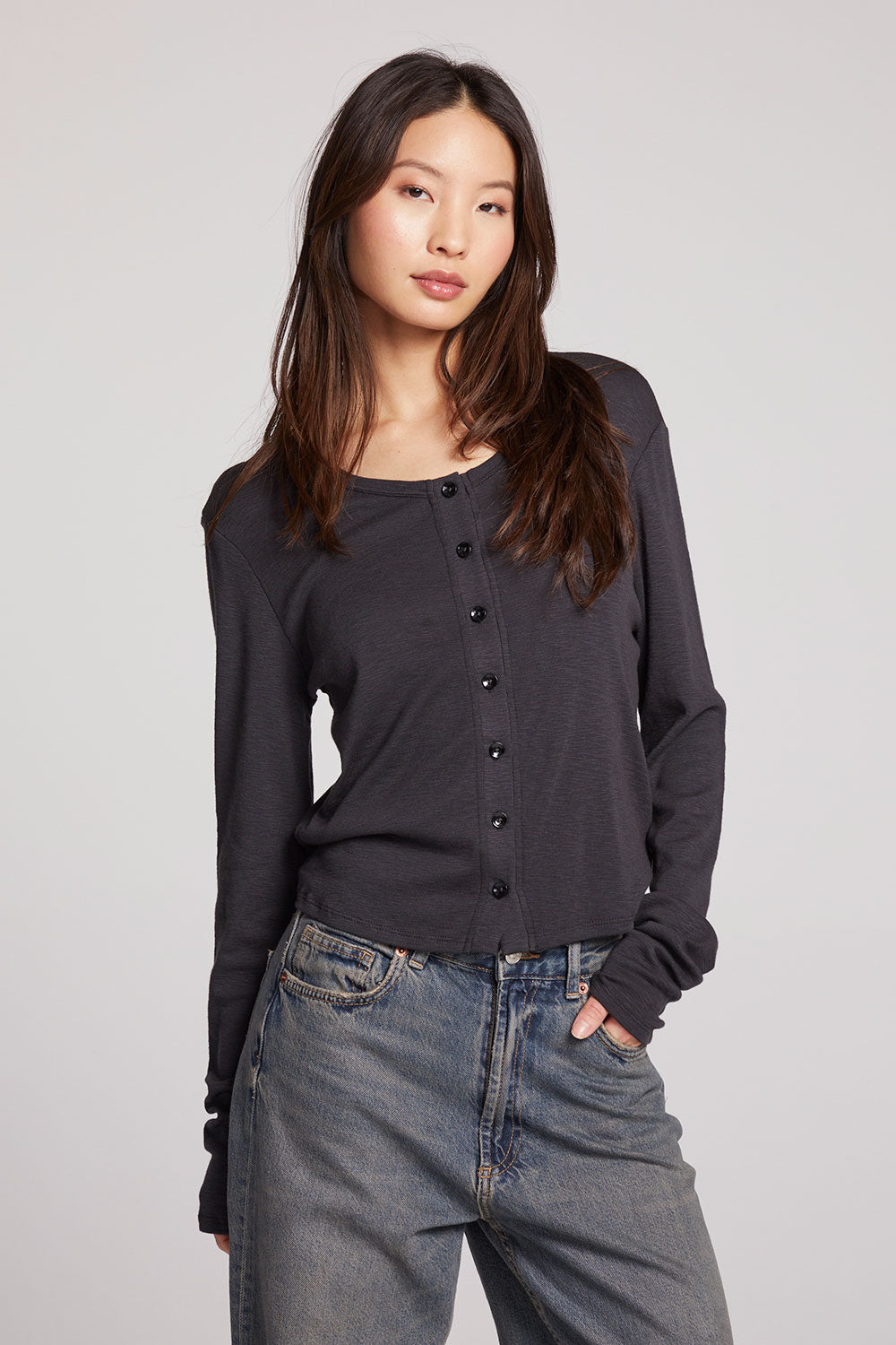 Brady Licorice Button Up Pullover Womens chaserbrand