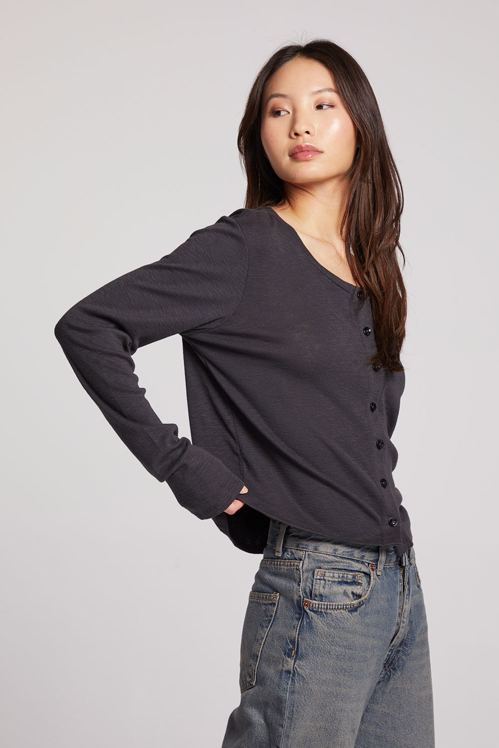 Brady Licorice Button Up Pullover Womens chaserbrand