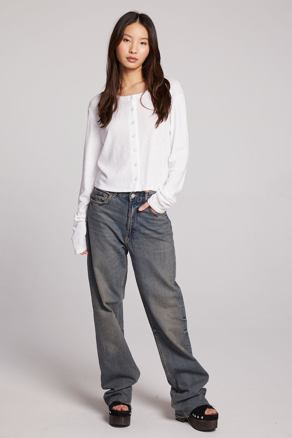 Brady White Button Up Pullover Womens chaserbrand