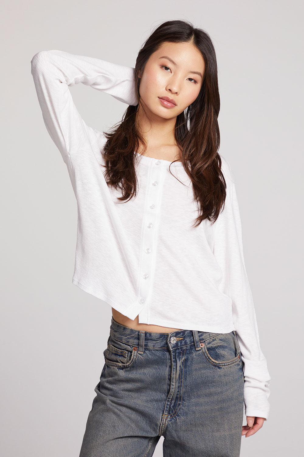 Brady White Button Up Pullover Womens chaserbrand