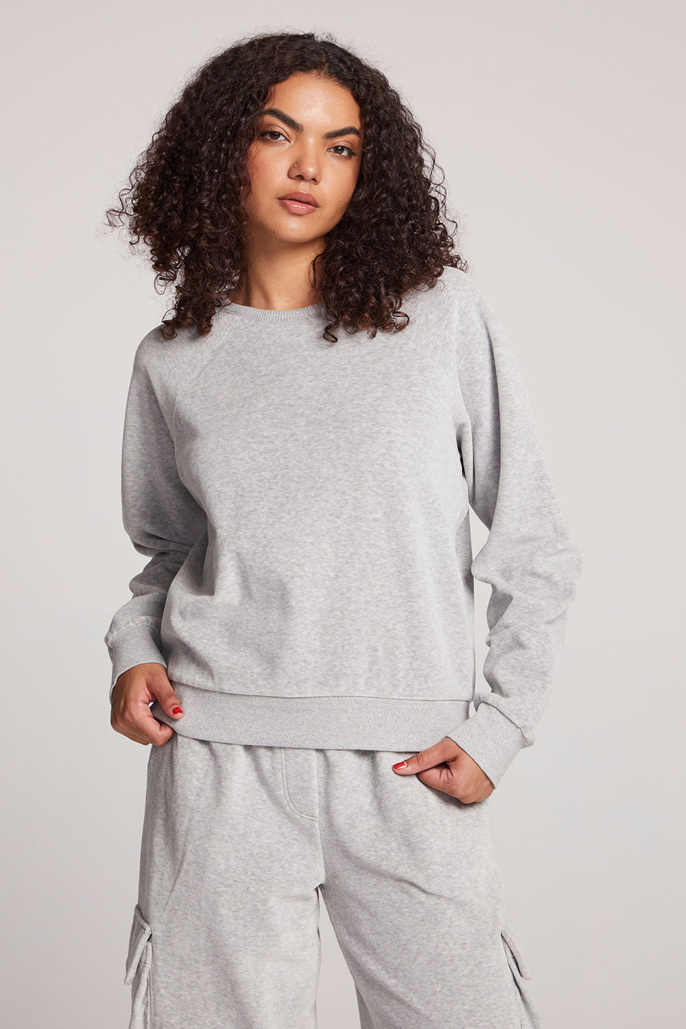 Light Heather Grey Pullover Raglan Womens chaserbrand