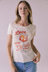 Front close-up view of Chaser Brand Love At First Spritz Tee showing the vintage-inspired spritz graphic and soft ruffled hem