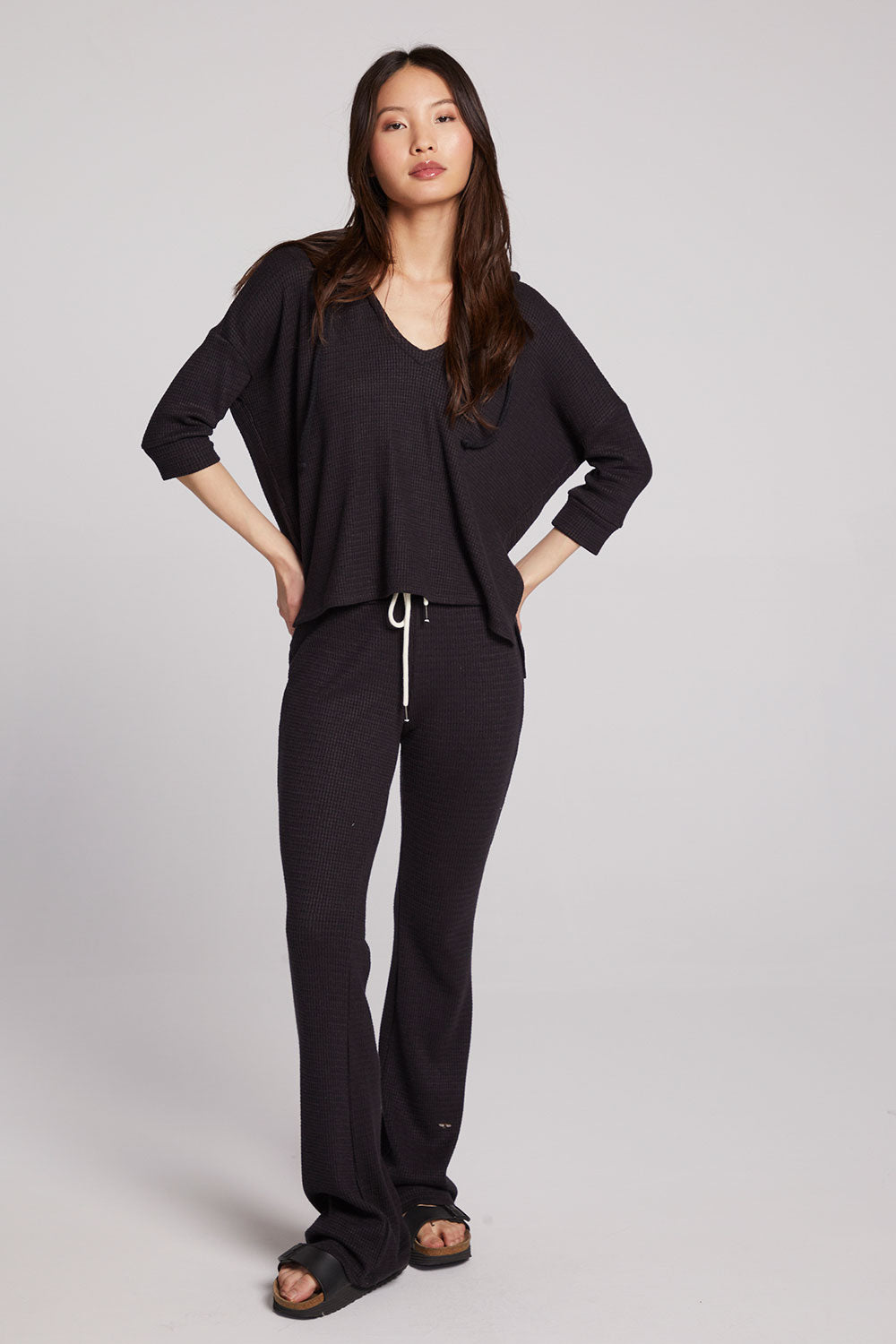 3/4 Sleeve Split Side Licorice Dolman Hoodie Womens chaserbrand