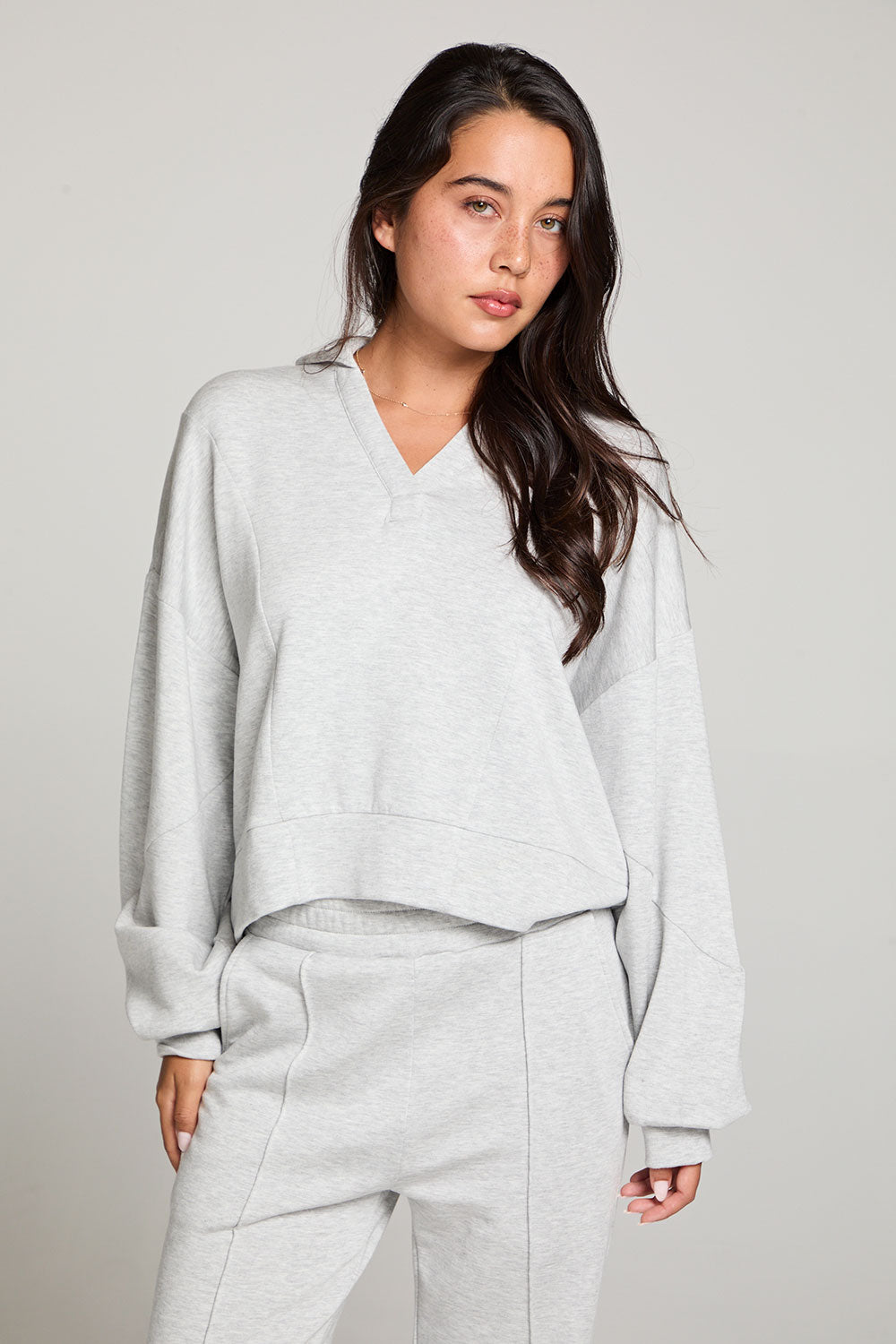 Fort Worth Pillow Fleece Heather Grey Pullover WOMENS chaserbrand