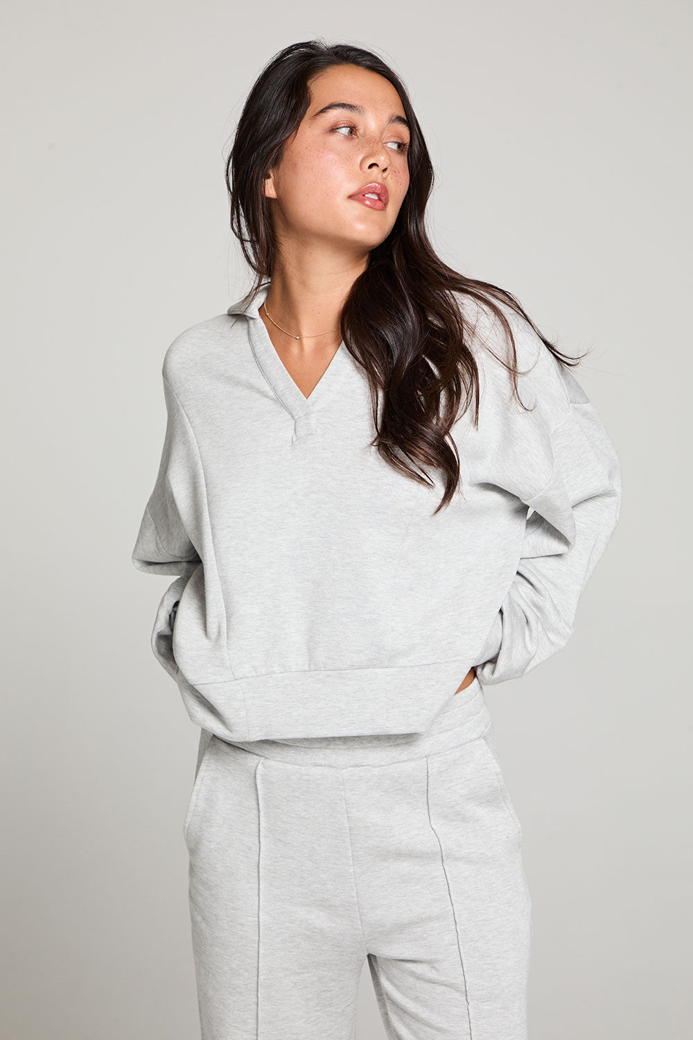 Fort Worth Pillow Fleece Heather Grey Pullover WOMENS chaserbrand