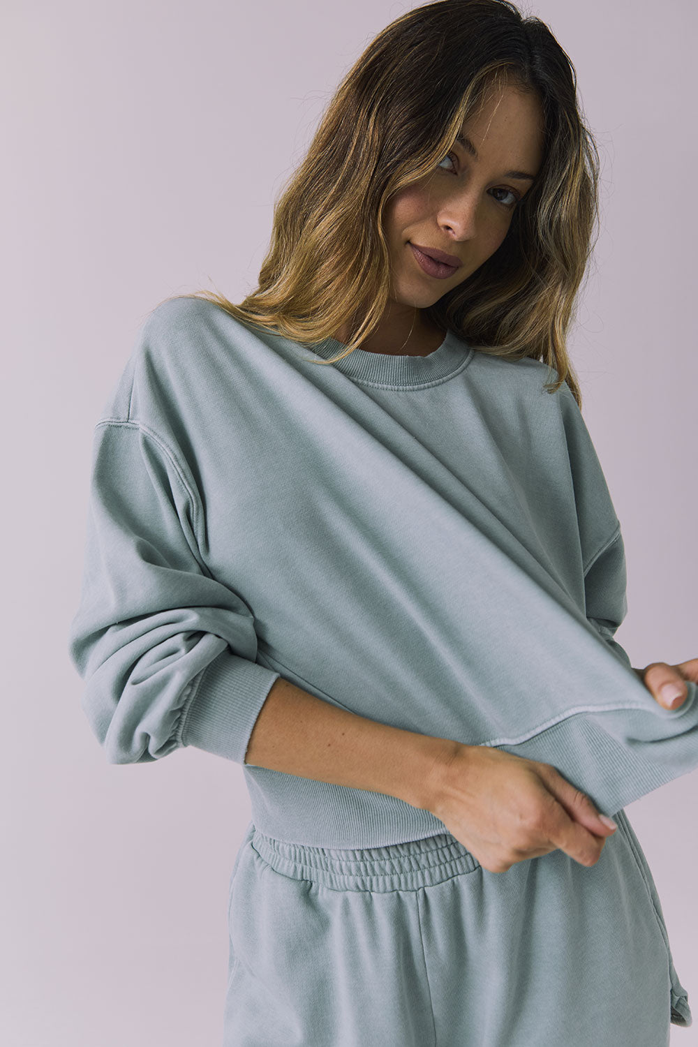 Womens Casbah Garden Sage Crop Pullover chaserbrand