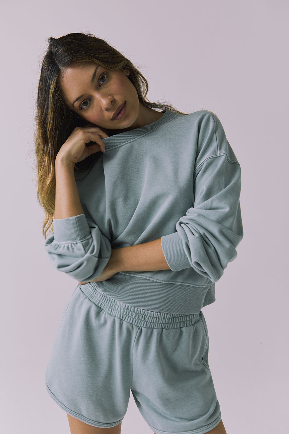 Womens Casbah Garden Sage Crop Pullover chaserbrand